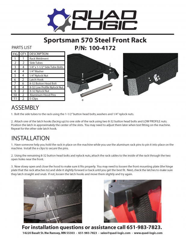 Sportsman 570 Steel front rack. Polaris front rack. Steel ATV rack. Assembly and installation for polaris replacement part on the front rack.  