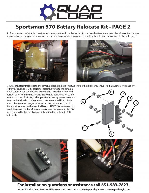 Sportsman 570 Battery Relocate Kit continued. Best location for Battery for Polaris ATV. 